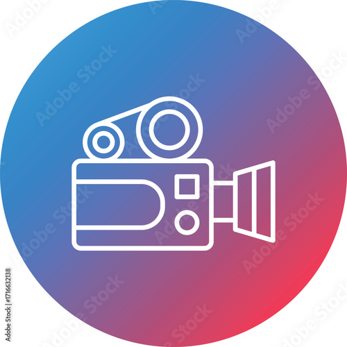 Video Camera Line Gradient Circle Background Icon