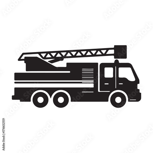 Fire Truck Silhouette with Extended Ladder Icon