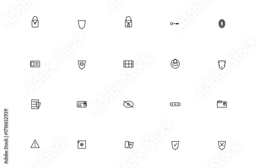 Security & Privacy UI Icon Pack – 20 Outline Editable Vector Icons | Data Protection, Cybersecurity, Safe Access

