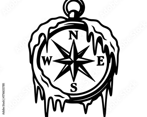 Frozen Compass Rose – Icy Navigation Symbol with Cardinal Directions