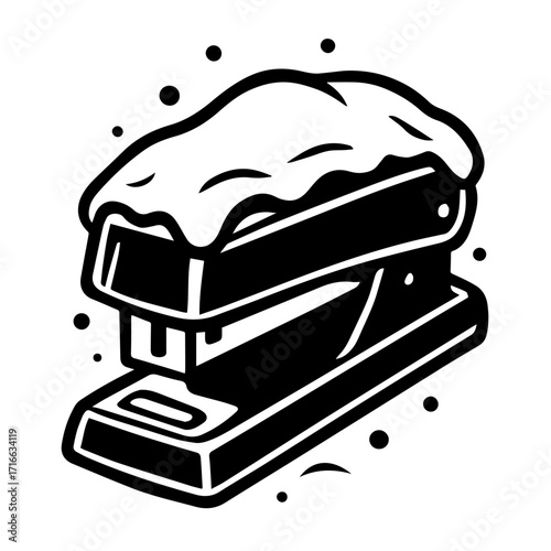 Snow-Covered Stapler Icon – Winter Office Tool Vector
