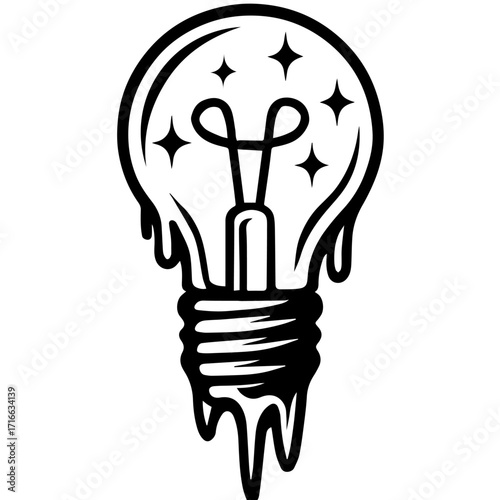 Melting Light Bulb Icon – Surreal Illumination Vector