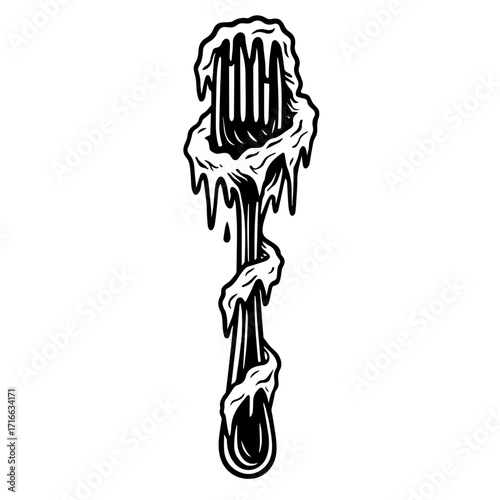 Melting Fork Icon – Surreal Culinary Symbol Vector