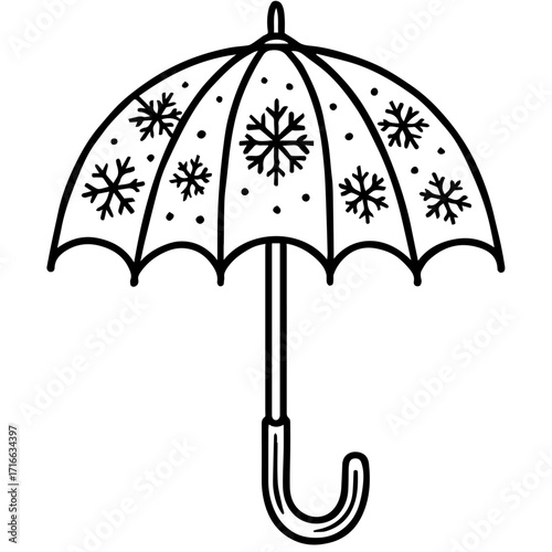 Snowflake Umbrella Icon – Winter Weather Protection Vector