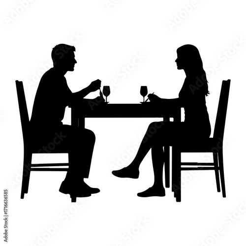Couple dining with wine table chairs