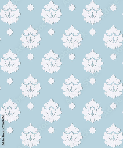 Vector damask seamless pattern background. Classical luxury old fashioned damask ornament, royal victorian seamless texture for wallpapers, textile, wrapping. Exquisite floral baroque template