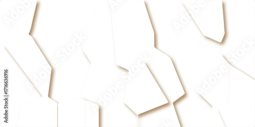 Isolated square white sugar cubes and tea bags on a textured white paper background. layered geometric shapes. White and light gray parallelograms with a soft gradient effect. 