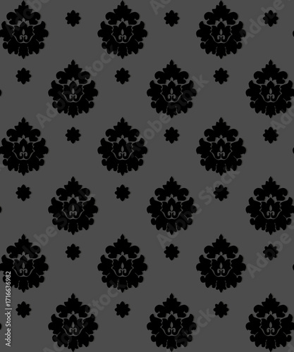 Vector damask seamless pattern background. Classical luxury old fashioned damask ornament, royal victorian seamless texture for wallpapers, textile, wrapping. Exquisite floral baroque template
