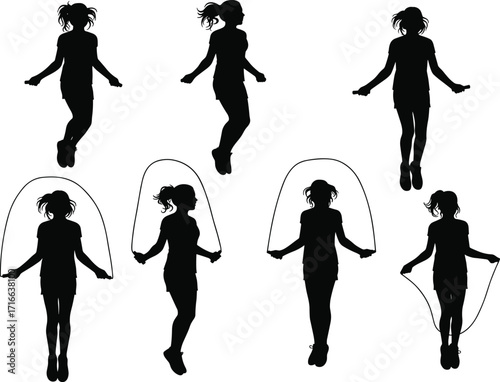 jump, rope, silhouette, fitness, exercise, cardio, workout, training, sport, activity, energy, motion, healthy, lifestyle, gym, jump rope, rope exercise, 