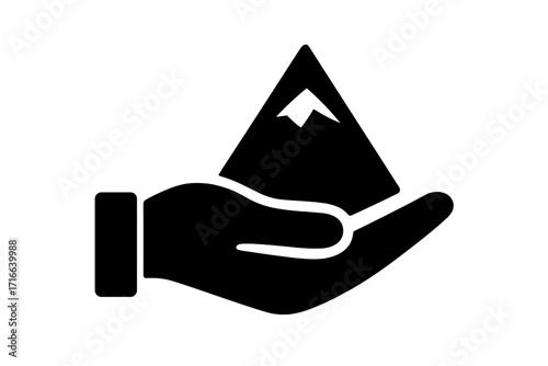 Vector Illustration of Hand Holding Mountain