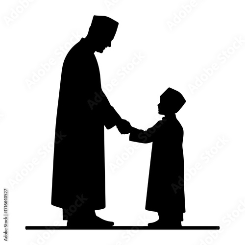 Father and son holding hands family connection