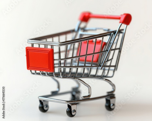 Small shopping cart against white background