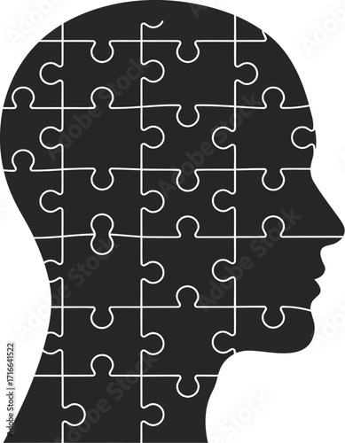 Jigsaw Puzzle Forming Human Head Silhouette