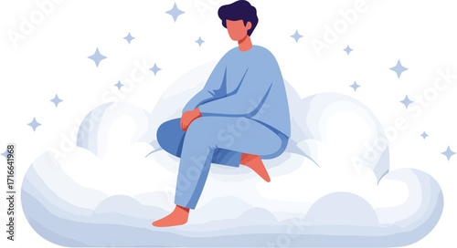Peaceful Person Resting on a Fluffy Cloud