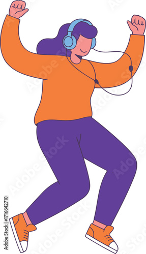 Young Person Dancing While Wearing Headphones and Listening to Music