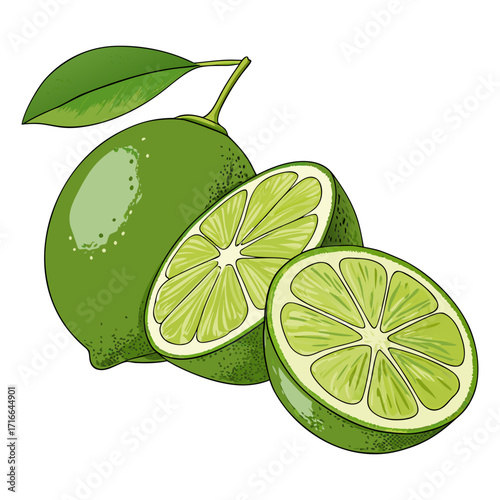 Fresh Lime Slice Vector Illustration