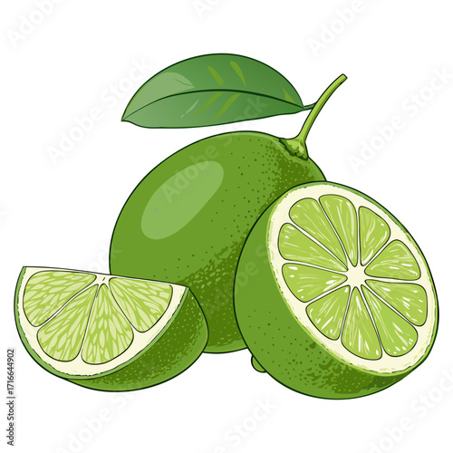 Fresh Lime Slice Vector Illustration