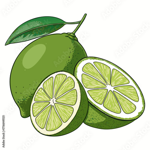 Fresh Lime Slice Vector Illustration