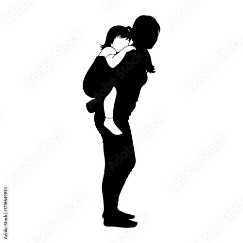 Mother carrying child piggyback embrace