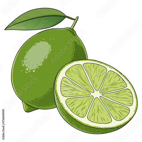 Fresh Lime Slice Vector Illustration
