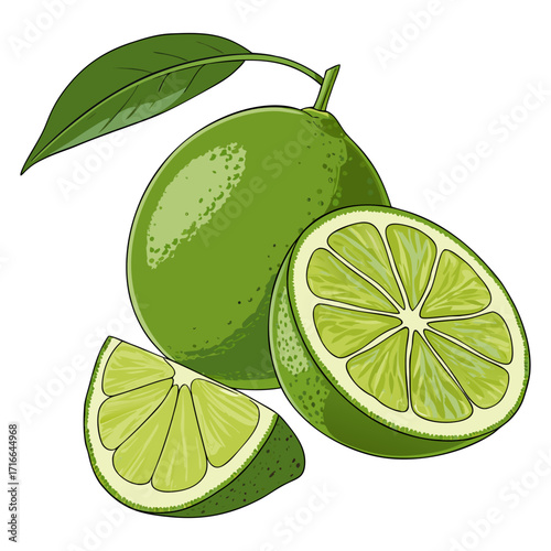 Fresh Lime Slice Vector Illustration
