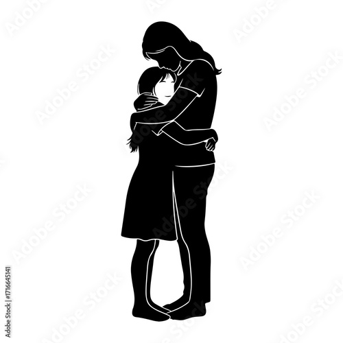 Mother daughter embrace silhouette love