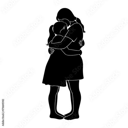 Mother daughter embrace silhouette love