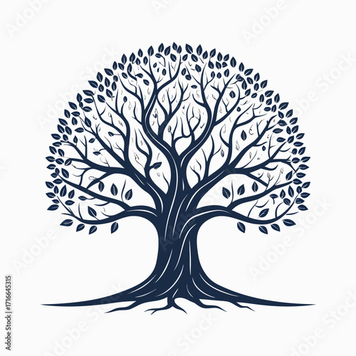 vector tree silhouette with roots