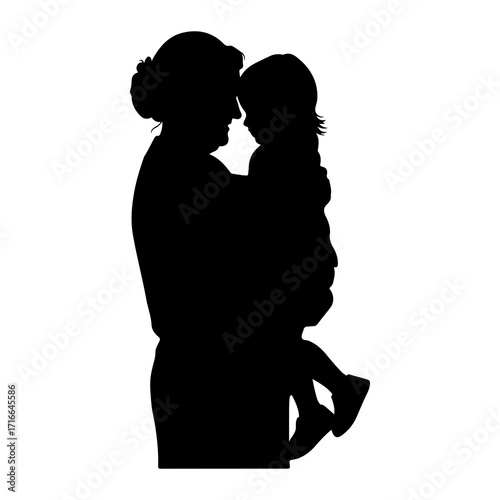 Mother holding child tenderly silhouette embrace