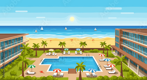 Tropical Beach Resort with Swimming Pool and Ocean View Perfect Summer Vacation Destination