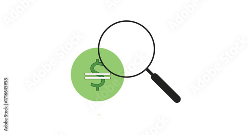 Magnifying glass focused on dollar symbol representing financial analysis search for money opportunities