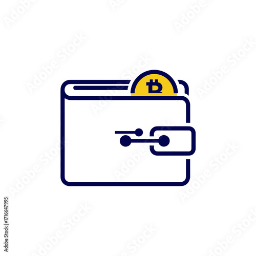 Crypto wallet concept illustration with digital currency coin on transparent background