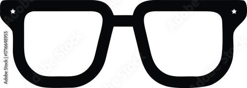 Minimalist Black Outline Icon of Wayfarer Sunglasses, Simple Clean Graphic Design Element for Modern Use