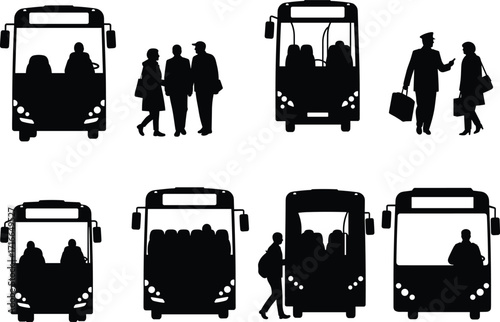 Airline Pilot Silhouette Vector Set with Uniform, Clipboard, Tablet, Chair Pose, Aviation Crew Icons Isolated on White Background