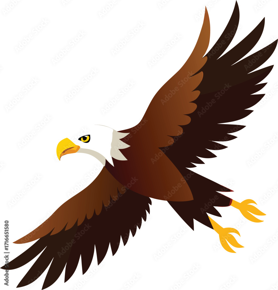 Obraz premium Majestic bald eagle soaring gracefully isolated on white background