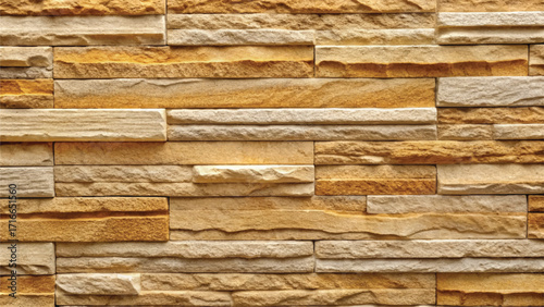 Yellow Sandstone Brick Wall Texture with Rough Layered Pattern