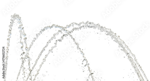 Water fountain isolated on transparent background with water jets