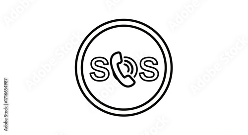 Urgent call for help with SOS icon alerting to danger in emergency situations needing immediate assistance for safety and security protocols