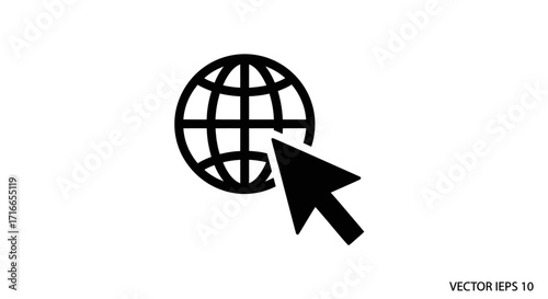 Navigate the world with ease using this simple globe and cursor icon, perfect for websites, apps, and presentations about global connectivity