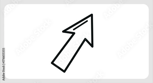 Sleek black arrow pointing upward conveys growth and direction, perfect for business presentations or website navigation elements