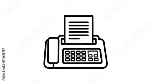 Streamlined fax machine icon for modern office communication solutions, simple design for easy integration into websites and presentations