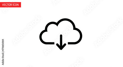 Download from the cloud icon, instantly grab files, access your data anytime with this simple, elegant symbol for apps and websites, black and white