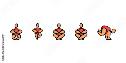 Yoga Vector and Icon Collection Featuring Yoga Positions, Exercise Icons, Meditation Poses, Fitness Workouts, Wellness Illustrations, Healthy Lifestyle Designs, Relaxation Icons