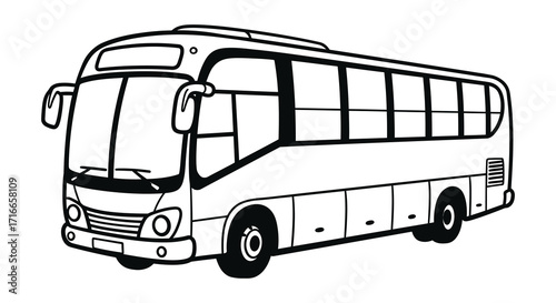 A simple black and white illustration of a passenger transportation bus