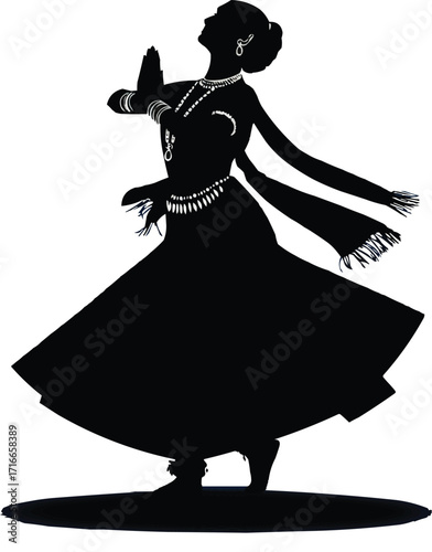  Dramatic Kathak spinning silhouette