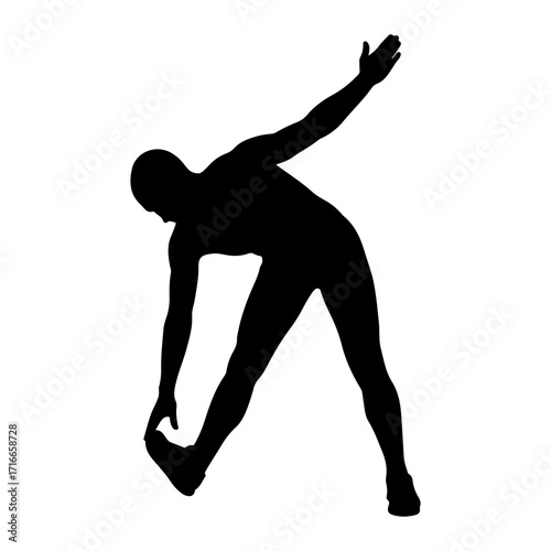 Black silhouette of person stretching exercise fitness