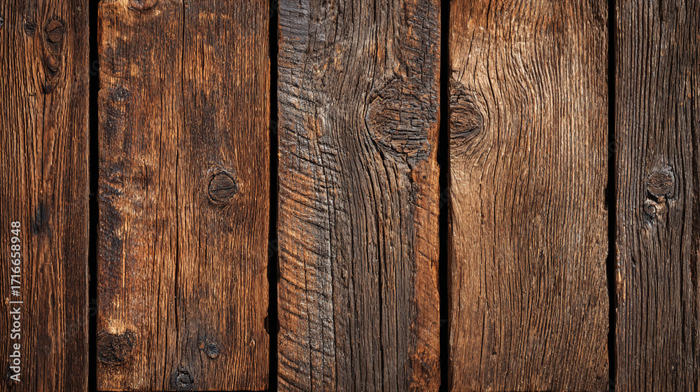 Obraz premium Rustic weathered brown wood planks texture background