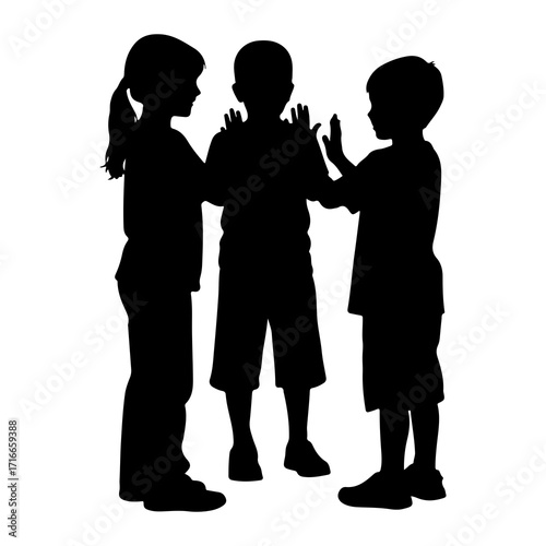 Children playing clapping game silhouette