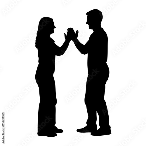 Couple clapping hands silhouette black