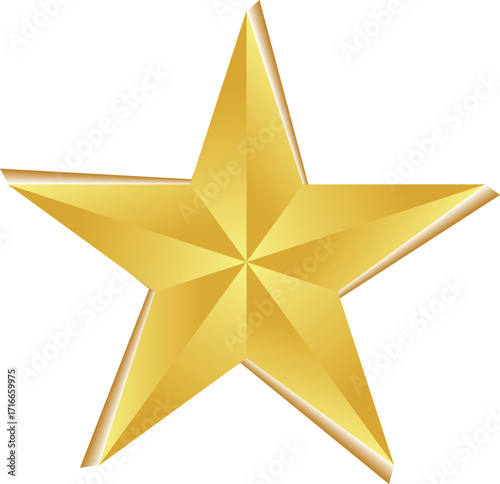 Gold star. Golden Christmas star isolated on white background. Nice illustration of a 3d look Gold star on white background. Star vector collection.